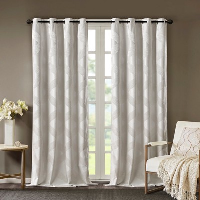 MAYEERTY Ogee Knitted Jacquard Total Blackout Curtain Panel(Only 1 Pc Panel)