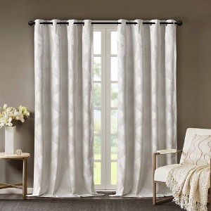 MAYEERTY Ogee Knitted Jacquard Total Blackout Curtain Panel(Only 1 Pc Panel) - 1 of 4