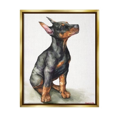 Stupell Industries Doberman Puppy Dog Pet Animal Watercolor Painting