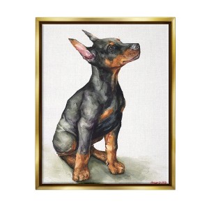 Stupell Industries Doberman Puppy Dog Pet Animal Watercolor Painting - 1 of 4