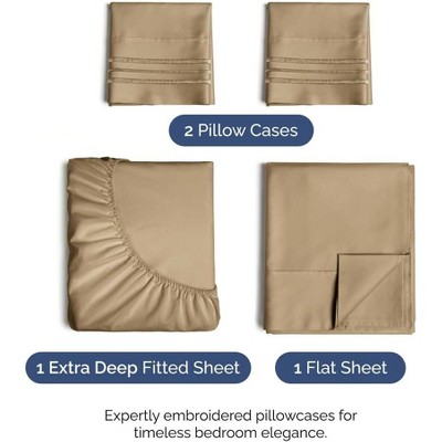 Beige Queen Extra Deep Pocket Microfiber Sheet Set