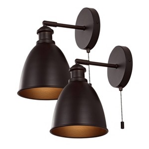 6.5" LED 1-Light Hudson Bohemian Iron Wall Sconce Oil Rubbed Bronze - JONATHAN Y: Hardwired, Pull-Switch, UL Listed - 1 of 4