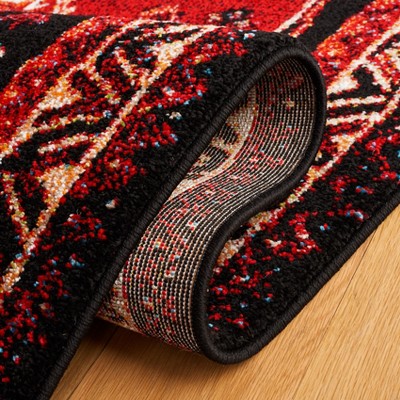 Antiquity Charm 79" Round Black Synthetic Area Rug