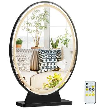 Costway Hollywood Vanity Lighted Makeup Mirror Remote Control 4 Color Dimming Black/Gold/White