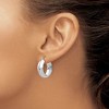 Black Bow Jewelry 7mm x 21mm 14k White Gold Half Round Open Back Hoop Earrings - 3 of 4