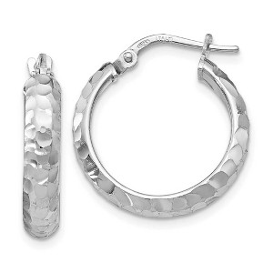 Black Bow Jewelry 4mm Textured Half Round Hoop Earrings in Sterling Silver, 20mm - 1 of 4