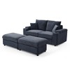 VYNXARIA Loveseat with Ottomans,Corduroy Fabric Modular Sectional Sofa,Comfy Deep Plush Couch with Ottomans and Two Pillows,Dark Gray - 3 of 4