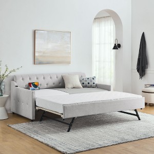 NicBex 82" Twin Daybed with Trundle Multifunctional Sofa Bed with Erectable Trundle and USB Charging for Apartment - 1 of 4