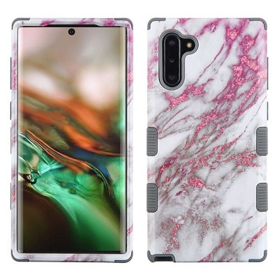 MYBAT Tuff Marble Hard Dual Layer Plastic TPU Case For Samsung Galaxy Note 10 - Pink/Gray