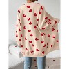 Heart Cardigan Sweater for Women Oversized Valentine Cardigan Cute Love Print Open Front Knit Sweaters Coat with Pockets - 3 of 4