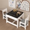 SKRAN Kids Table and Chair Set, 3-in-1 Wooden Activity Table with Storage Drawer for Reading,Crafts, 2-in-1 Detachable Tabletop Set for Playroom,White - 2 of 4