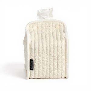 Anna-Kaci Quilted Tissue Dispenser Box Cover with Snap Closure 8.5x5.5in - White - 1 of 4