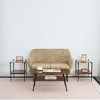 Set of 3 Coffee Table and End Tables, Modern Glass Tables with MDF Storage Layer and Sturdy Metal Legs for Living Room - 2 of 4