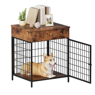 Decorative Dog Kennel with Drawer - Indoor Pet Crate End Table for Small Dog