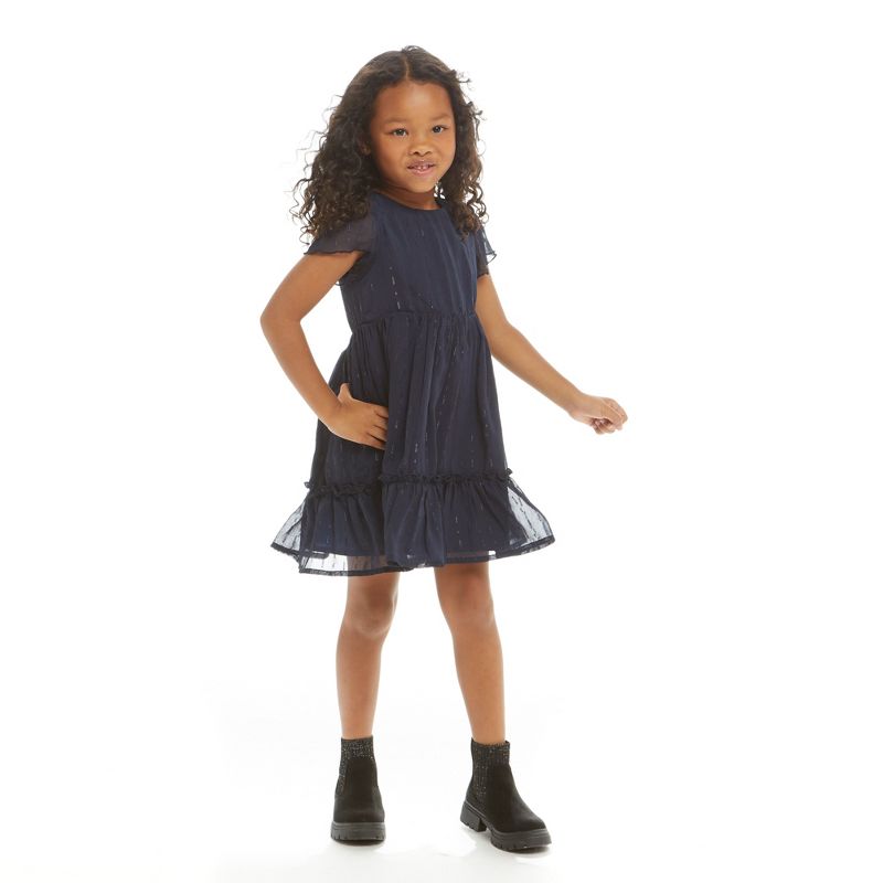 Andy & Evan  Toddler Girls Navy Holiday Dress, 4 of 6