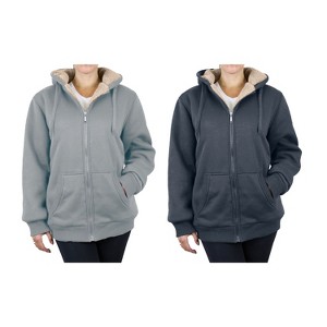 Rudoplh  Women's Loose Fit Heavyweight Hoodie With Faux Shearling Lining-2 Pack - 1 of 2