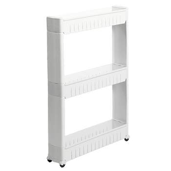 The Lakeside Collection Rolling Slim 3-Tier Kitchen Cart for Tight Indoor Spaces