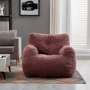 Bean Bag Chair, Teddy Fabric Ultra Soft Bean Bag Lazy Sofa, High Density Foam Padded Modern Accent Chair, Comfortable Cozy Beanbag Chair - 1 of 4
