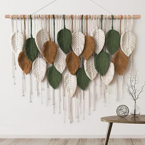 Aoibox Large Macrame Wall Hanging Boho Woven Tapestry, Chic Home Decor Modern Bohemian Handmade Leaf Feather Wall Art - 1 of 4