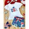 USA Sequin Patched Denim Shorts Set Mia Belle Girls - 3 of 4