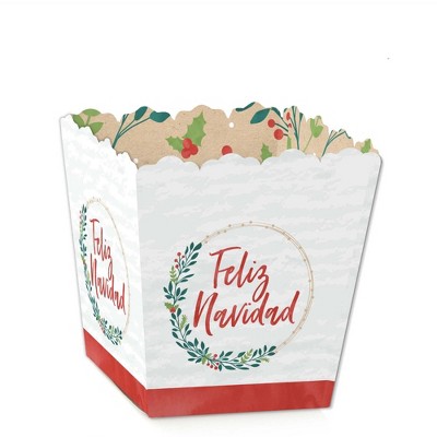 Big Dot of Happiness Feliz Navidad - Party Mini Favor Boxes - Holiday and Spanish Christmas Party Treat Candy Boxes - Set of 12