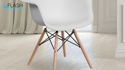 Charming Orange Polypropylene Armchair with Artistic Wooden Legs
