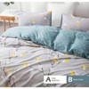 Queen Duvet Cover, 600 TC Cotton Grey Branch with Yellow Turquoise Polka Dot, Green Reversible - 3 of 4