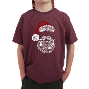 LA Pop Art Santa Pics - Boy's Word Art T-Shirt Maroon Large - 1 of 4