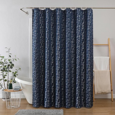 Kate Aurora Robyn Leaf Raised Jacquard Lux Fabric Shower Curtain - 72" x 72"