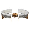 Outdoor Seating Set, Acacia Wood Sofas, Waterproof Cushions, Conversation Sofa with Coffee Table, Half-moon Sofas-Coolbibila - 4 of 4