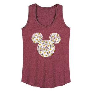 Women's - Disney - Mickey Head Daisies Graphic Racerback Tank - 1 of 4