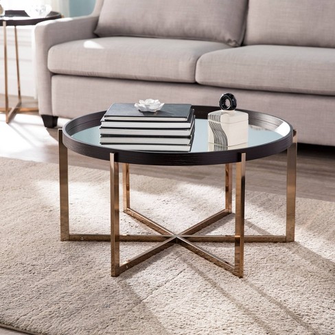 Moswick Round Tail Table With, Mirror Top Coffee Table