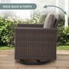 POCASSY Square Armrest Outdoor Swivel Rocker Patio Chairs Set of 2, Brown Wicker Furniture Swivel Patio Chairs for Porch, Poolside, Deck - 4 of 4