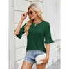 Womens Fashion Tops Round Neck Front Curled Elegant Ruffle Short Sleeves T-Shirts - 3 of 4