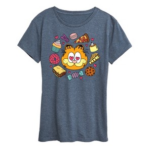 Women's - Garfield - Garfield Hearts Food Short Sleeve Graphic T-Shirt - 1 of 4