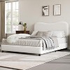 White Upholstered Platform Bed Frame with Soft Boucle Headboard, Low Profile, Sturdy Wooden Slats, No Box Spring Needed - 3 of 4