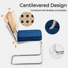 COWLOWN Navy Blue 2 Piece Mid - Century Rattan Dining Chairs, Metal Legs, Armless Cane Back Design, Upholstered for Dining Room and Kitchen Use - 3 of 4