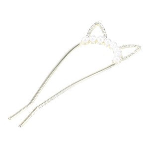 Unique Bargains Women's Classic Cat Ears U-shaped Hair Pins 4.57"x1.81"x0.47" Gold Tone 1 Pc - 1 of 4