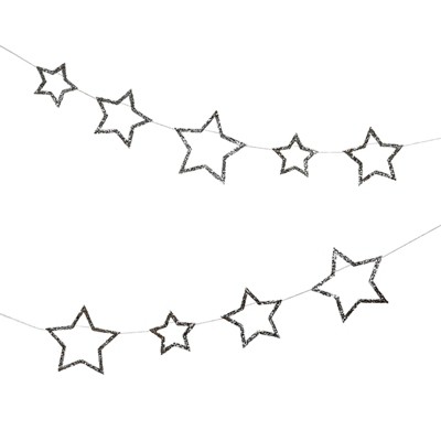 Meri Meri – Silver Star Banner – Party Decorations and Accessories - 14'