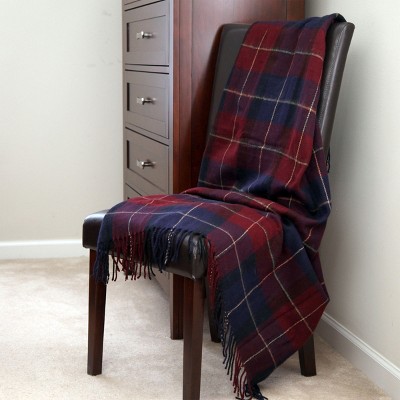 Hastings Home 50x60 Dark Red and Navy Plaid Wool Blanket