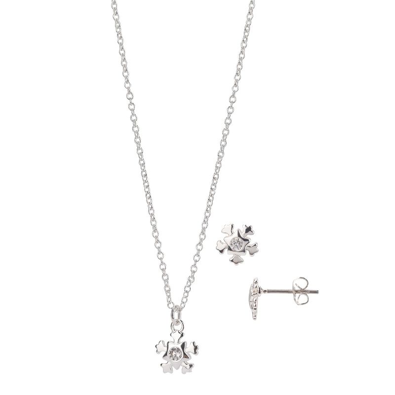 FAO Schwarz Snowflake Necklace and Earring Set, 1 of 2