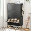 MaseiKar Shoe Cabinet, Shoe Storage Cabinet for Entryway, Hidden Shoe Cabinet with 3 Flip Drawers, Shoe Rack Organizer Cabinet with Coat Hooks - 2 of 4