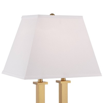 Modern Gold Metal Desk Lamp with White Linen Shade
