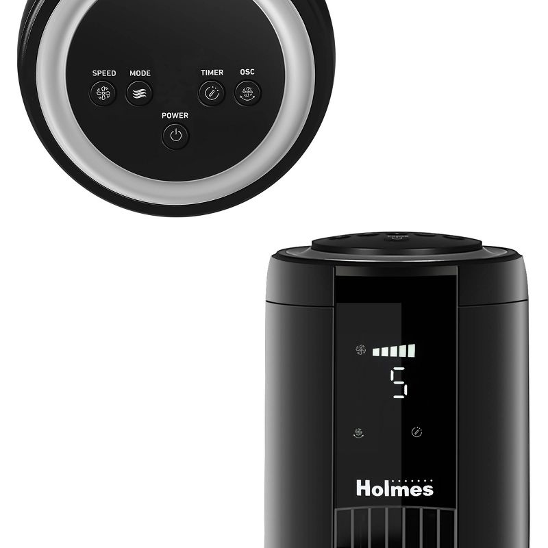 Holmes 42&#34; Digital Oscillating 5 Speed Tower Fan with Clear Read Display and Remote Control Black, 5 of 10