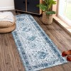 Washable Vintage Rug Non Slip Low Pile Rug Soft Throw Floor Cover Retro Medallion Foldable Indoor Carpet for Living Room Bedroom - 2 of 4