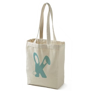 Bunny Monogram Canvas Tote Bags, Blue - 1 of 2