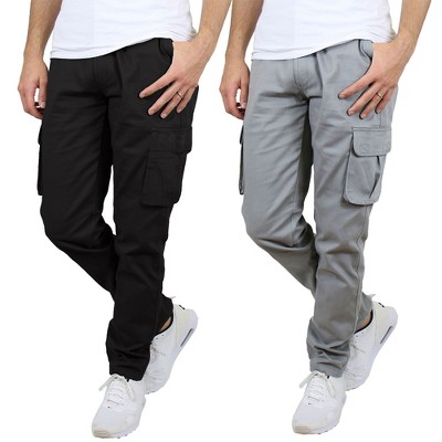 Blu Rock Men's Flex-Stretch Cotton Cargo Pants, 31-Inch Inseam - Comfortable and Durable-2 Pack