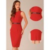 INSPIRE CHIC Women's Belted Round Neck Sleeveless Casual Office Sheath Dress - 2 of 4