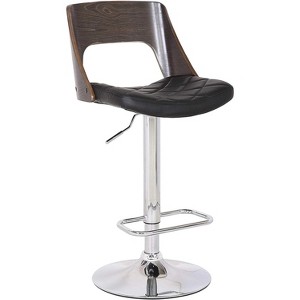 Bentwood Contemporary Modern Stylish Wood Back Adjustable Swivel Bar Stool with Diamond Quilted Finish Curved Seat and Back - 1 of 1