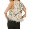 Women's Abstract Tank Top With Feather Trim - entro - 4 of 4